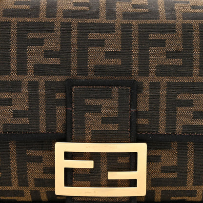 Fendi Fabric Jacquard FF 1974 Medium Baguette Tobacco Moro Black 8 of 11