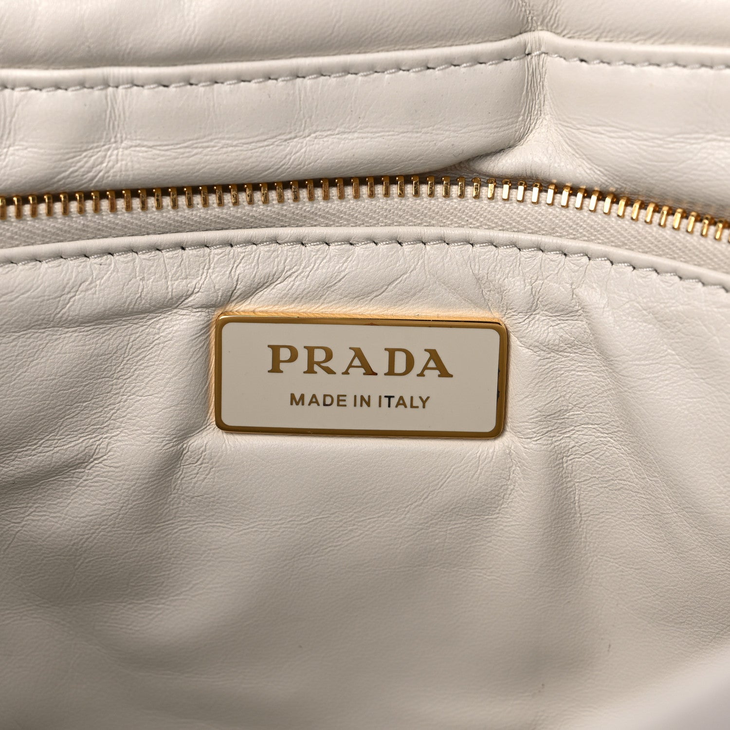 Prada Nappa Soft Padded Logo Embossed Triangle Quilted Shoulder Bag White 6 of 12