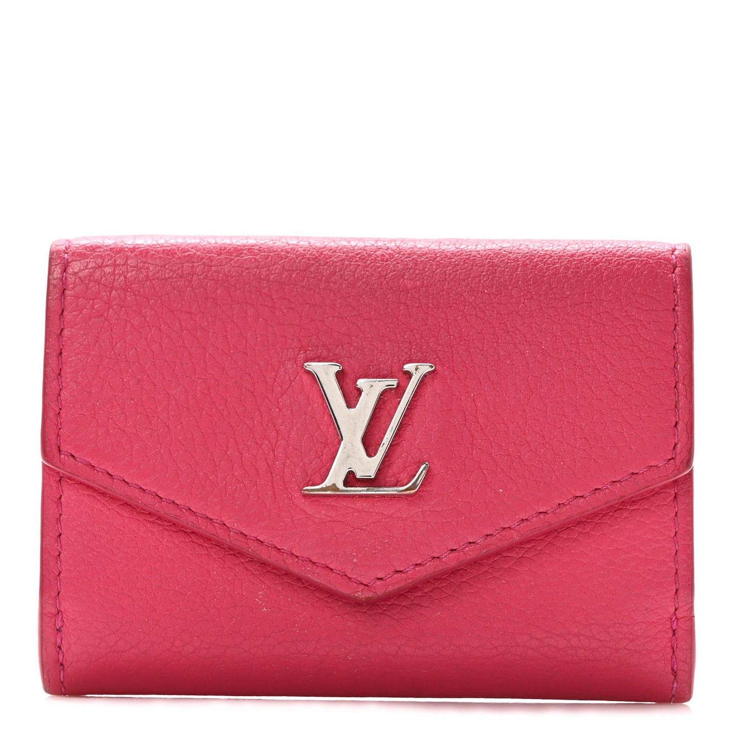 Soft Calfskin My Lockme Compact Wallet Fuchsia