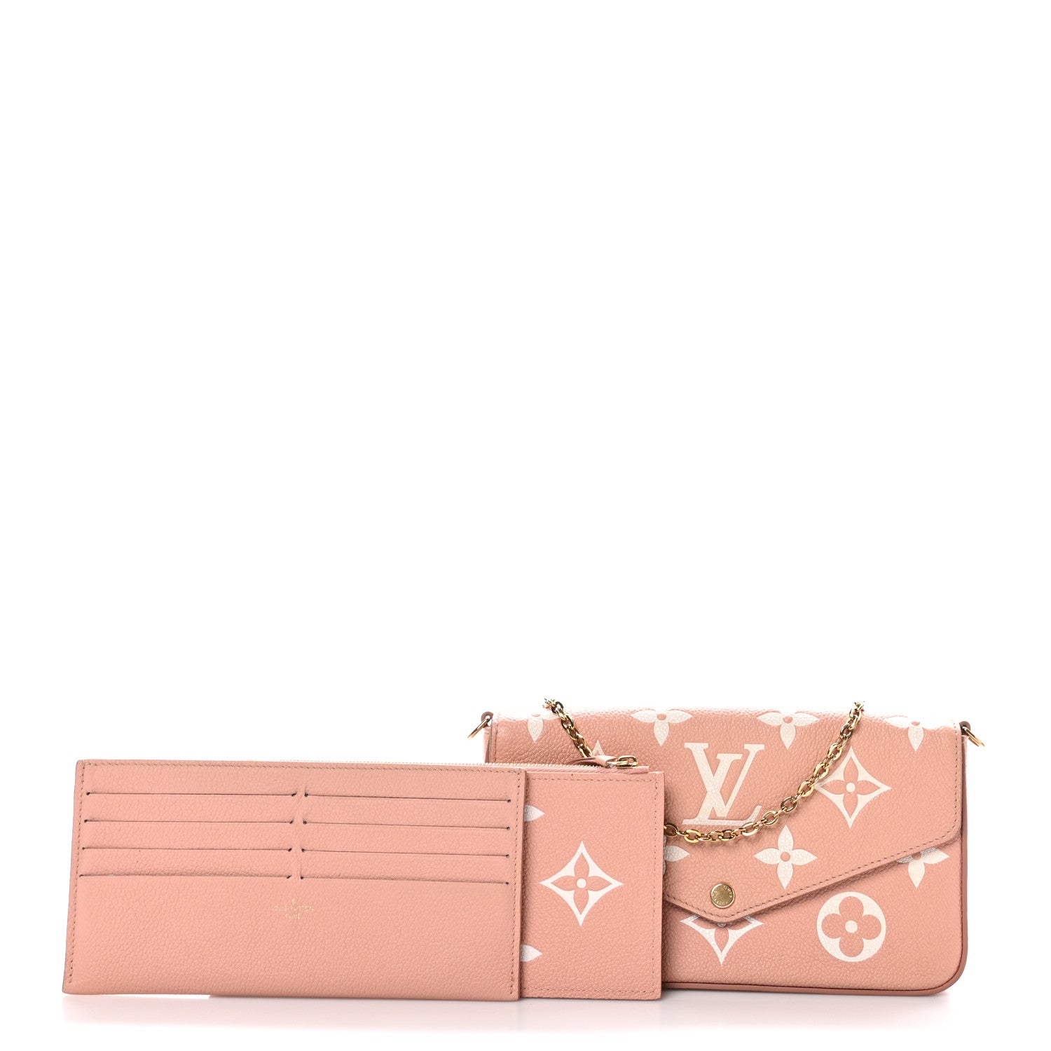 Louis Vuitton Empreinte Monogram Giant Felicie Pochette Chain Wallet Rose Trianon Creme 3 of 12