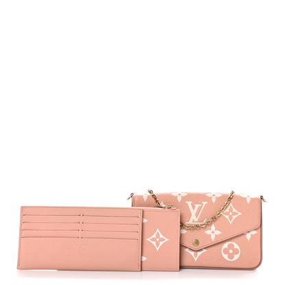 Louis Vuitton Empreinte Monogram Giant Felicie Pochette Chain Wallet Rose Trianon Creme 3 of 12