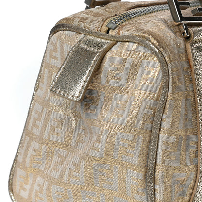 Fendi Metallic Jacquard Zucchino Mini Forever Boston Gold Silver 21 of 41