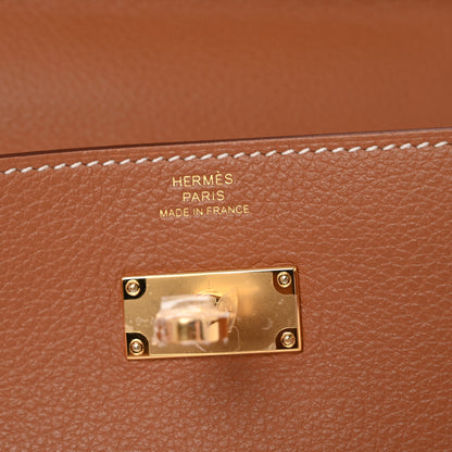 Hermes Evercolor Kelly Wallet To Go Gold 6 of 14