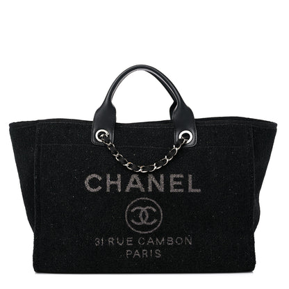 Chanel Lurex Boucle Medium Deauville Tote Black 1 of 10