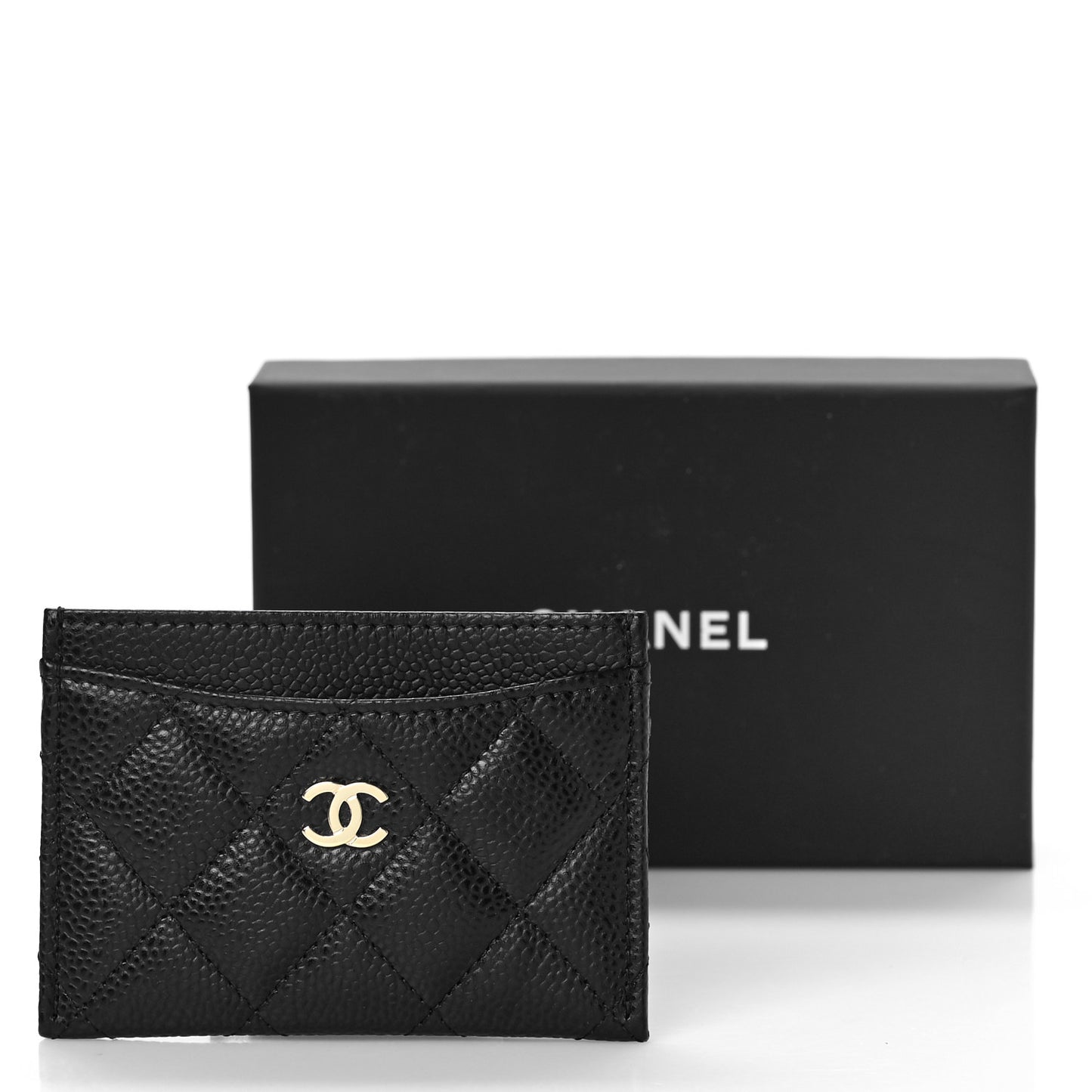 Caviar Quilted Card Holder Black