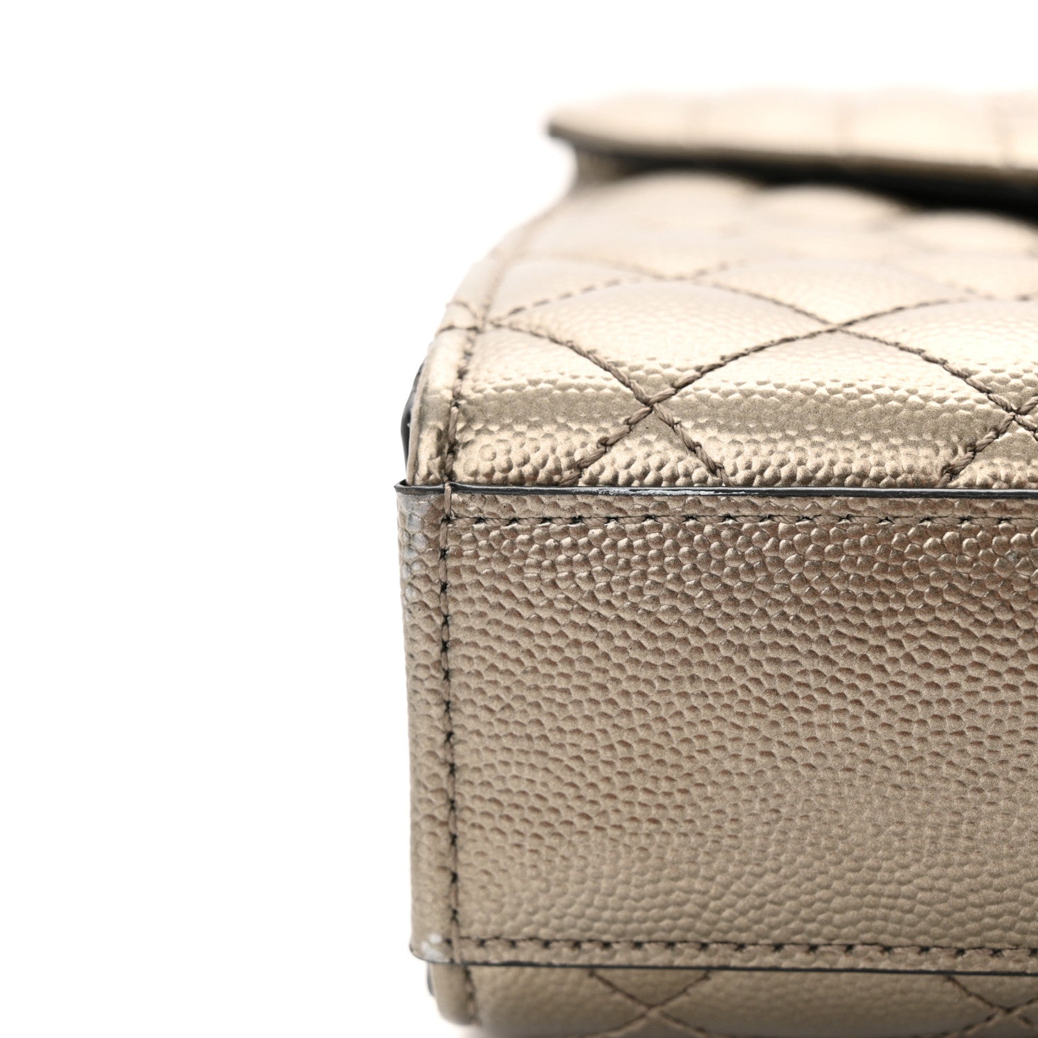 Saint Laurent Metallic Grain De Poudre Textured Mixed Matelasse Triquilt Medium Monogram Satchel Gold 16 of 16