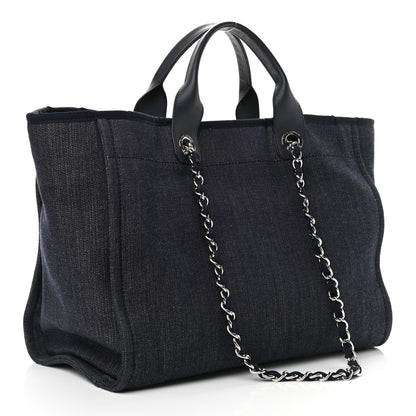Chanel Denim Medium Deauville Tote Dark Blue 4 of 9