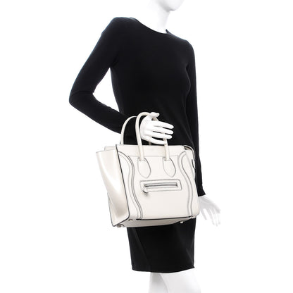 Celine Satin Calfskin Micro Debossed Luggage White 2 of 8