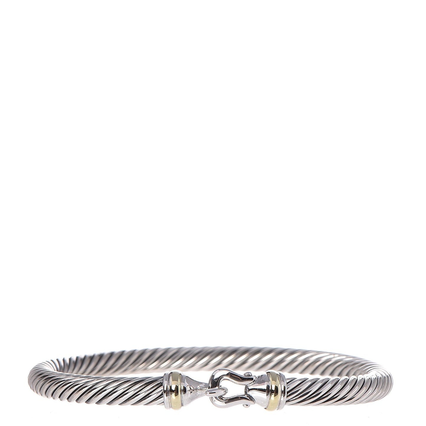 Sterling Silver 18K Yellow Gold 5mm Cable Classic Buckle Bracelet