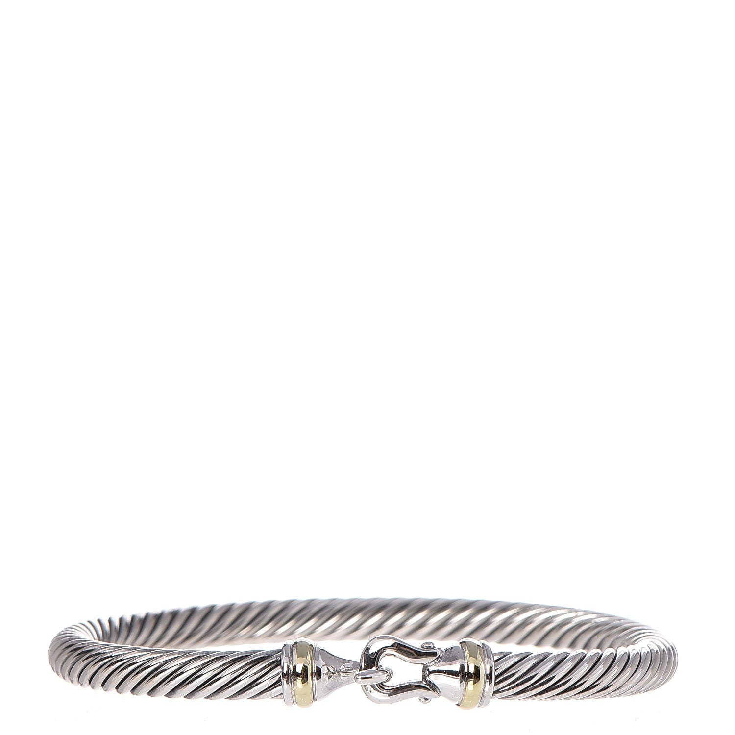 David Yurman Sterling Silver 18K Yellow Gold 5mm Cable Classic Buckle Bracelet 1 of 4