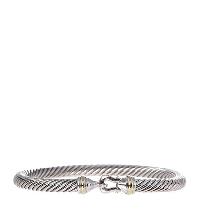 David Yurman Sterling Silver 18K Yellow Gold 5mm Cable Classic Buckle Bracelet 1 of 4