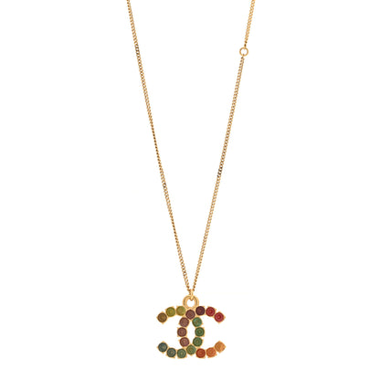 Chanel Crystal CC Pendant Necklace Gold Multicolor 1 of 5