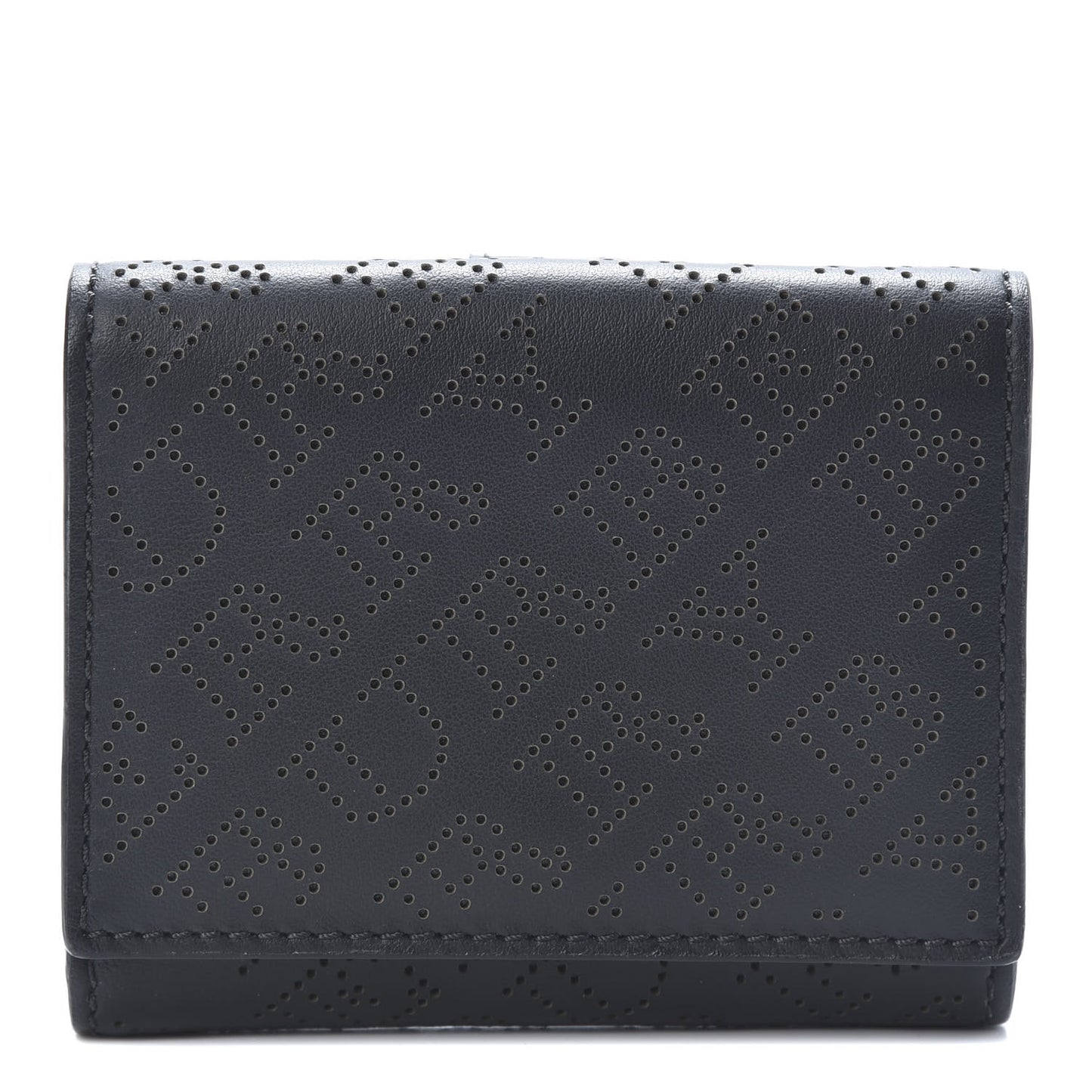 Calfskin Perforated Compact Wallet Black