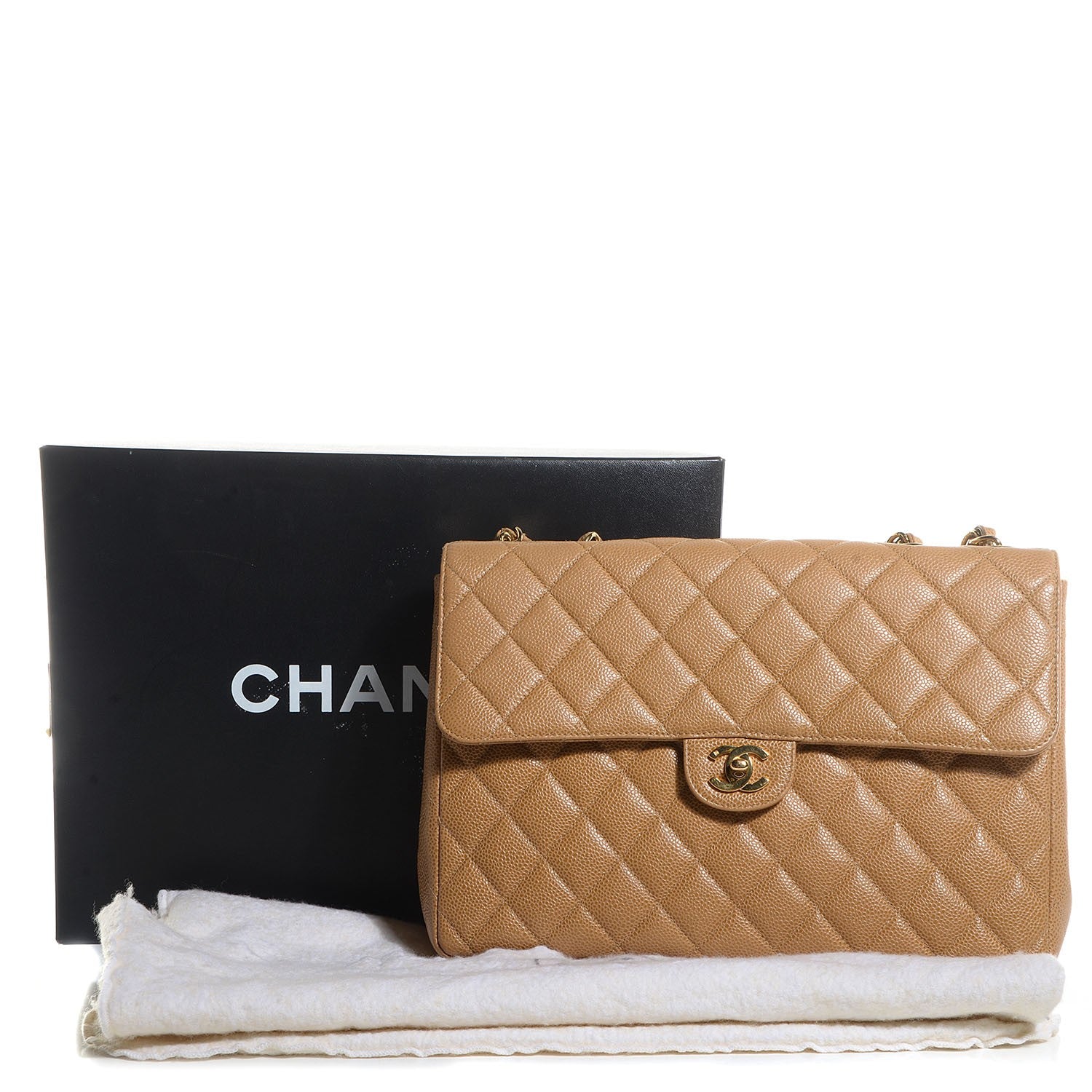 Chanel Caviar Jumbo Single Flap Beige 9 of 9