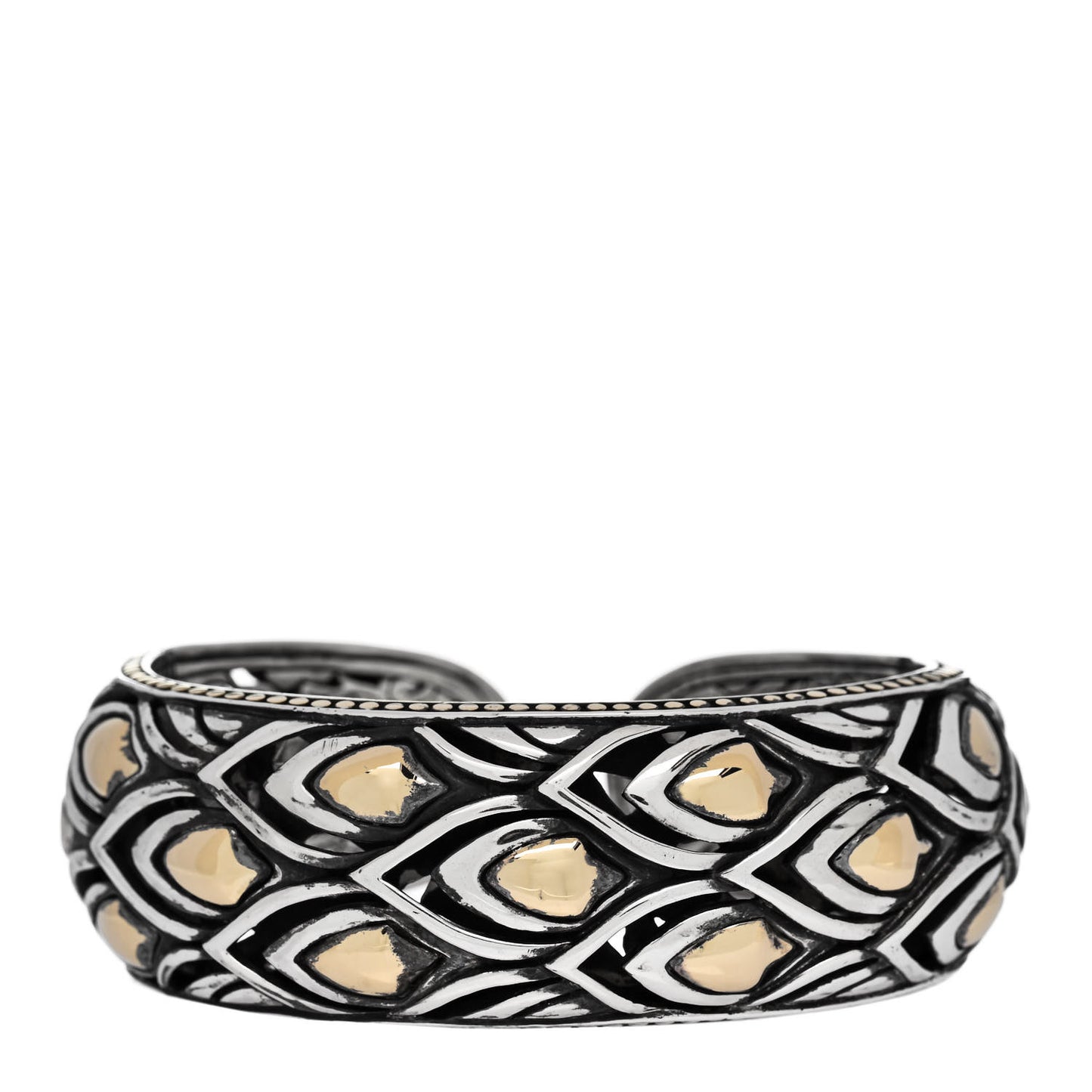 Sterling Silver 18K Yellow Gold Legends Naga Hinge Cuff Bracelet