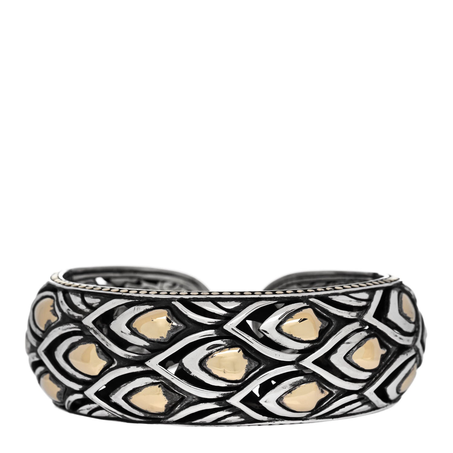 John Hardy Sterling Silver 18K Yellow Gold Legends Naga Hinge Cuff Bracelet 1 of 3