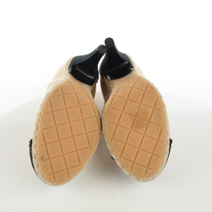 Chanel Toile Cap Toe Espadrille Pumps 36.5 Beige Black 8 of 9
