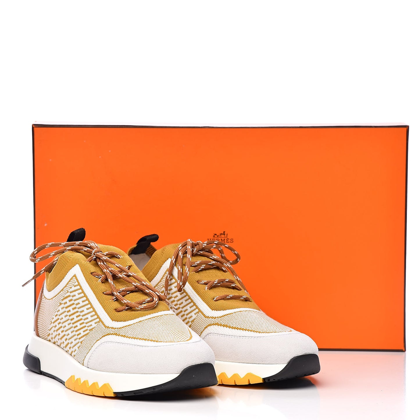 Knit Goatskin Womens Addict Sneakers 36 Ocre