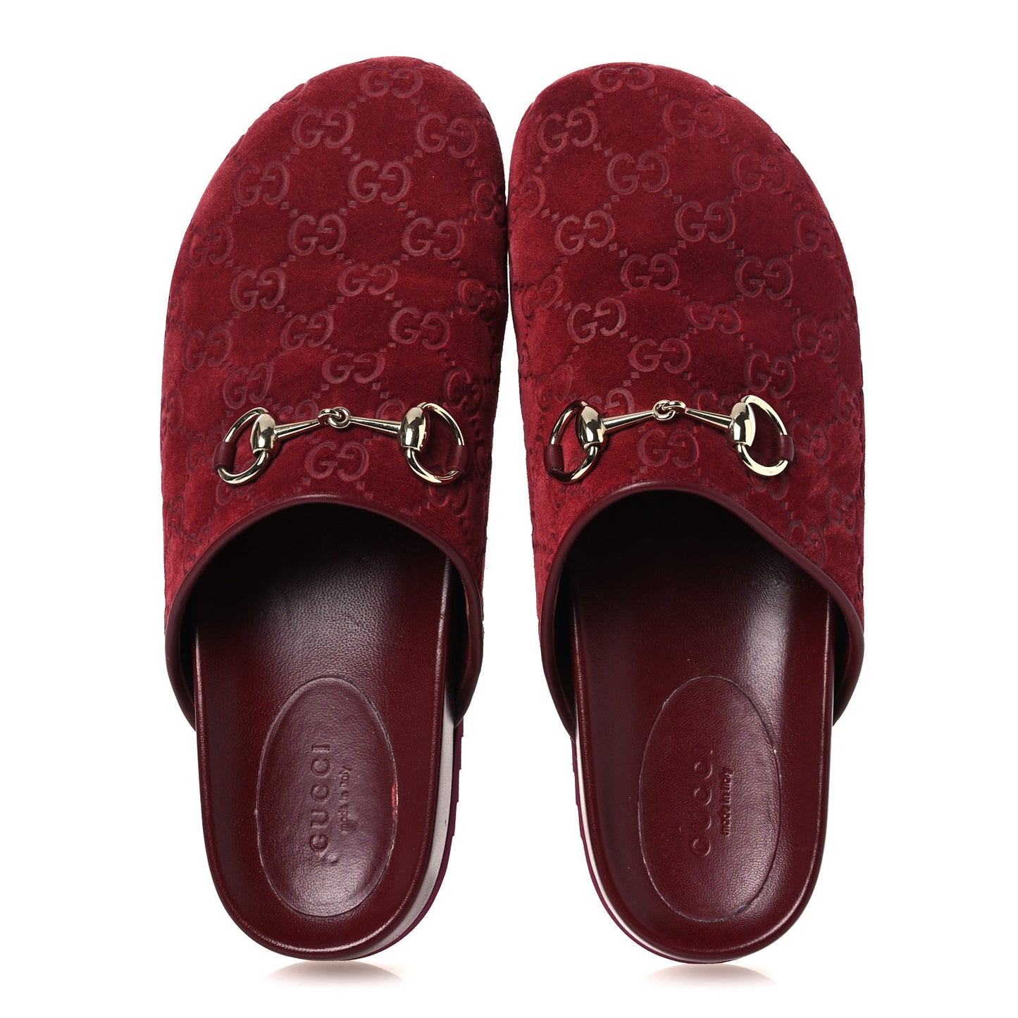 Luxury Suede Guccissima Miro Soft Womens Horsebit Slippers 38.5 Rosso Ancora