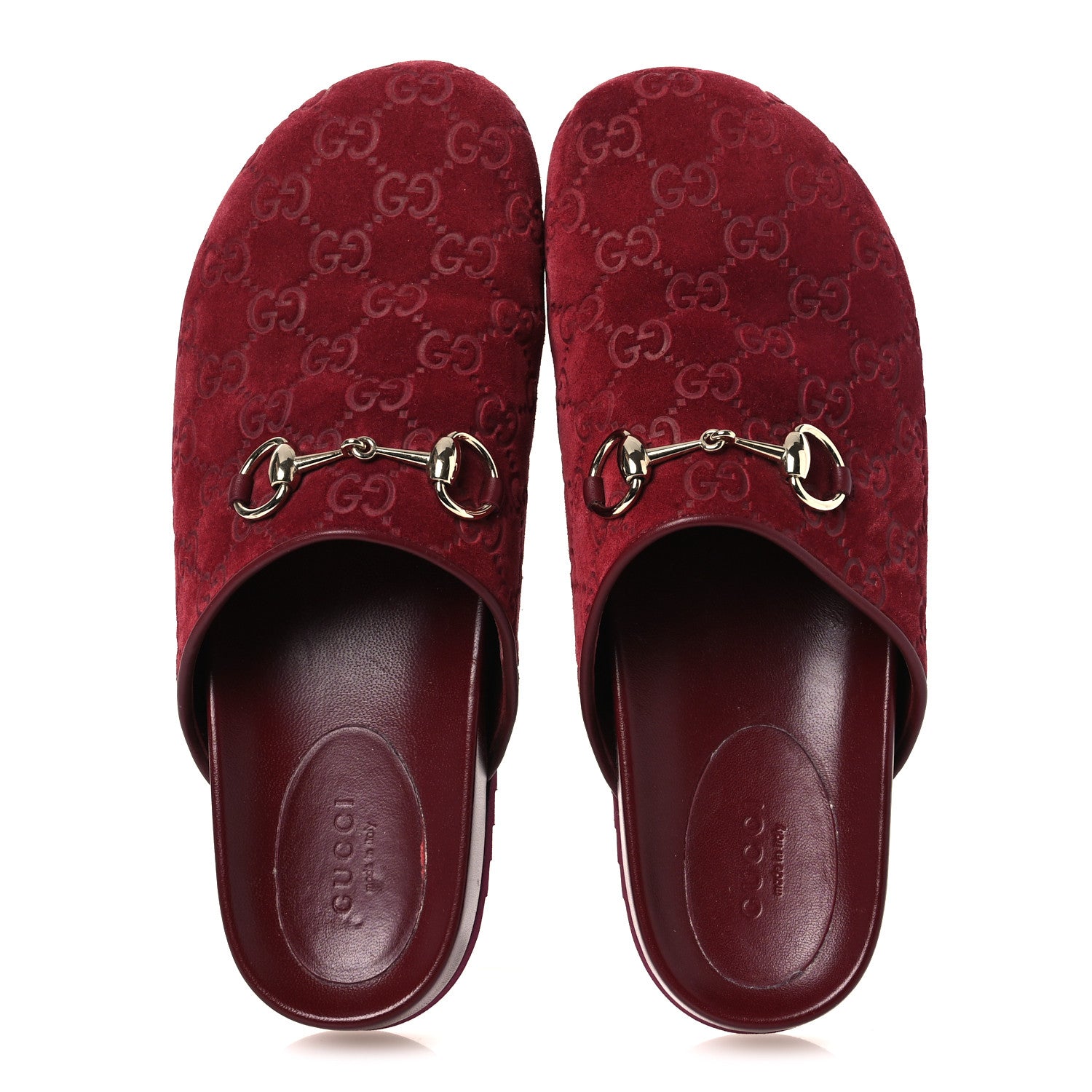 Gucci Luxury Suede Guccissima Miro Soft Womens Horsebit Slippers 38.5 Rosso Ancora 2 of 12