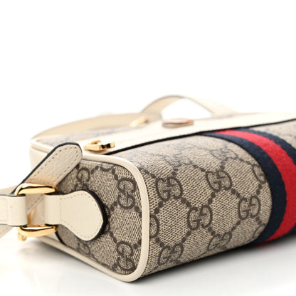 Gucci GG Supreme Monogram Textured Calfskin Web Mini Ophidia Shoulder Bag Beige Ebony Mystic White 9 of 10