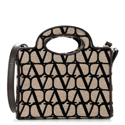 Valentino Garavani Toile Iconographe Goatskin Mini Le Troisieme Shopping Bag Naturale Black Fondant 1 of 10