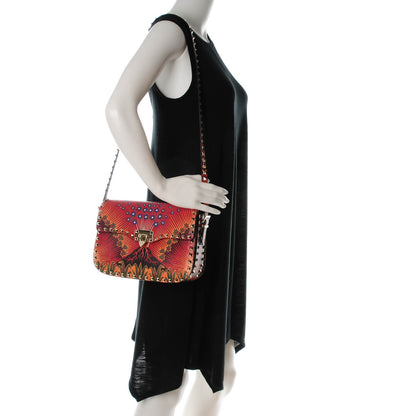 Valentino Garavani Vitello Enchanted Wonderland Medium Rockstud Flap Saddle Bag Rosso Valentino 2 of 8