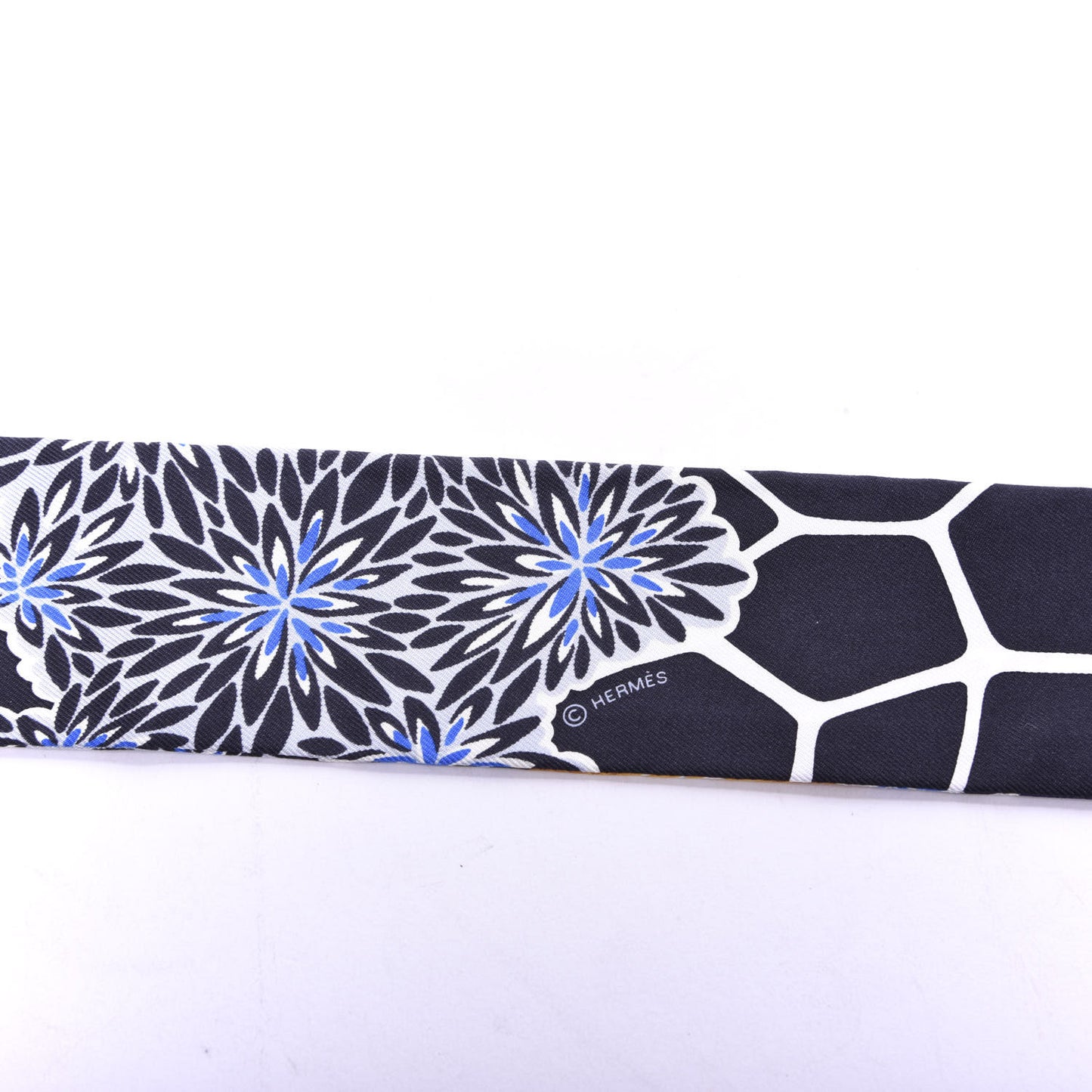 Silk The Three Graces Twilly Bleu Nuit Gold Black