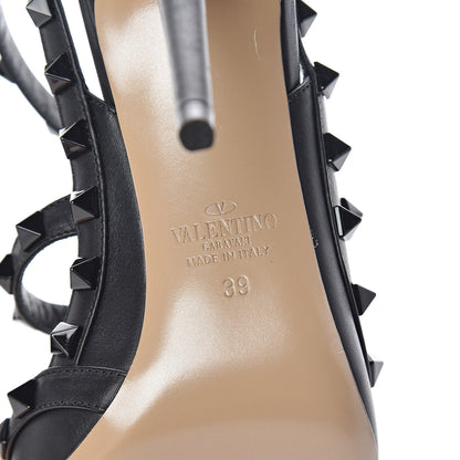 Valentino Garavani Calfskin Nappa Monochrome Rockstud Ankle Strap 100mm Pumps 39 Black 8 of 10