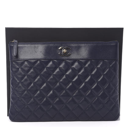 Chanel Sheepskin Quilted Medium Vintage Mademoiselle Cosmetic Case Navy 9 of 9