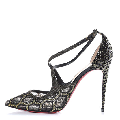 Christian Louboutin Lace Twistissima 100 Pumps 41 Black Gold 1 of 11