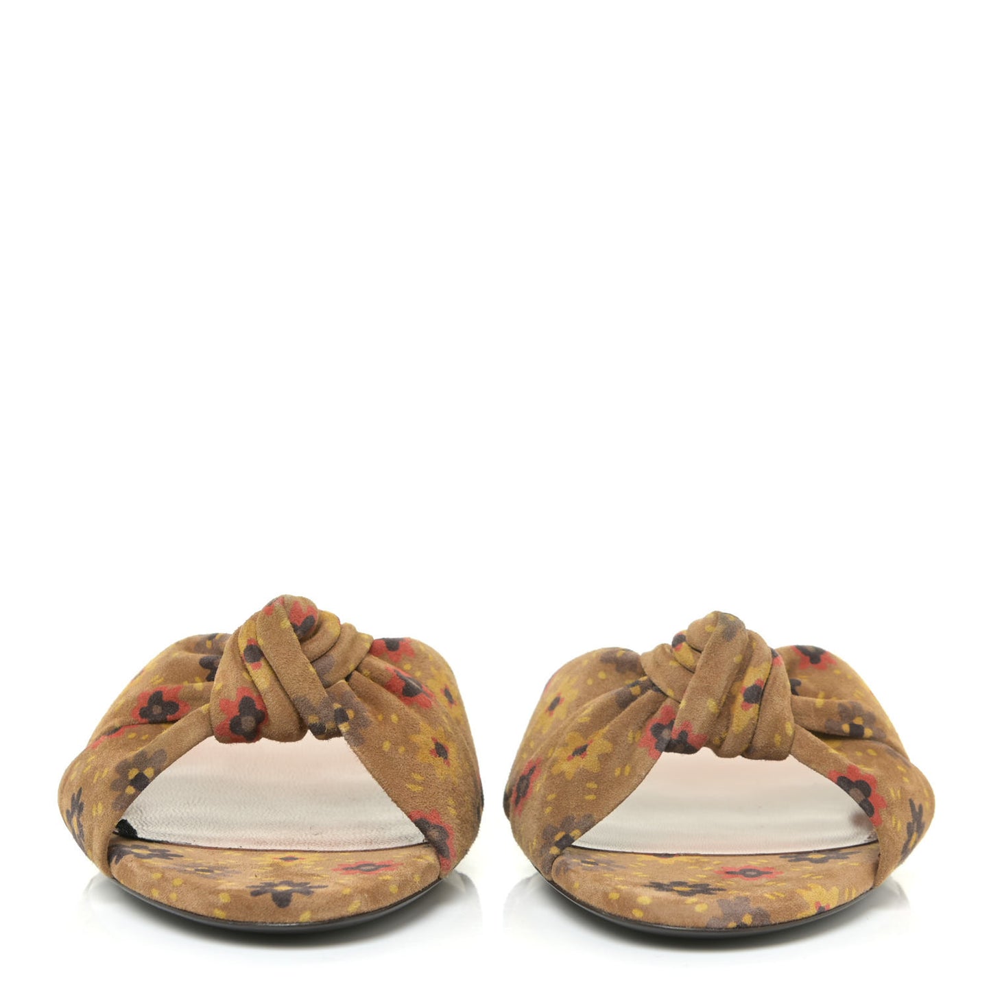 Bianca Floral Suede Slide Sandals 37.5 Beige Multicolor