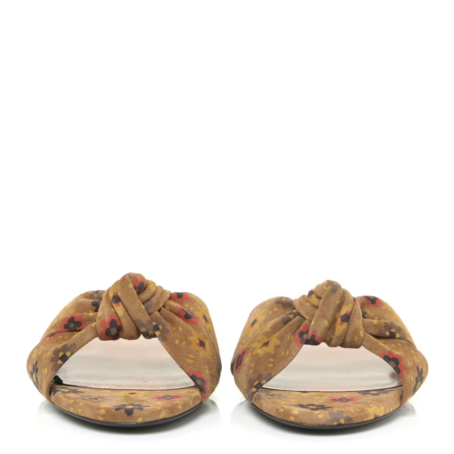 Saint Laurent Bianca Floral Suede Slide Sandals 37.5 Beige Multicolor 2 of 15