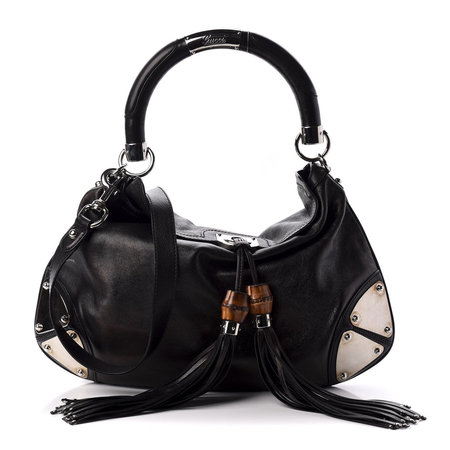 Calfskin Medium Indy Top Handle Hobo Black