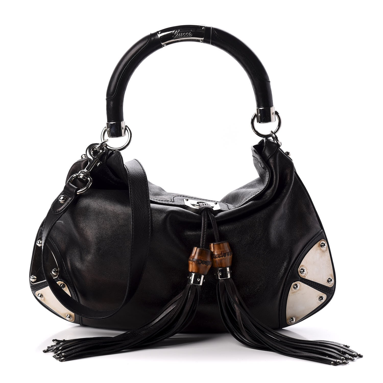 Gucci Calfskin Medium Indy Top Handle Hobo Black 1 of 12