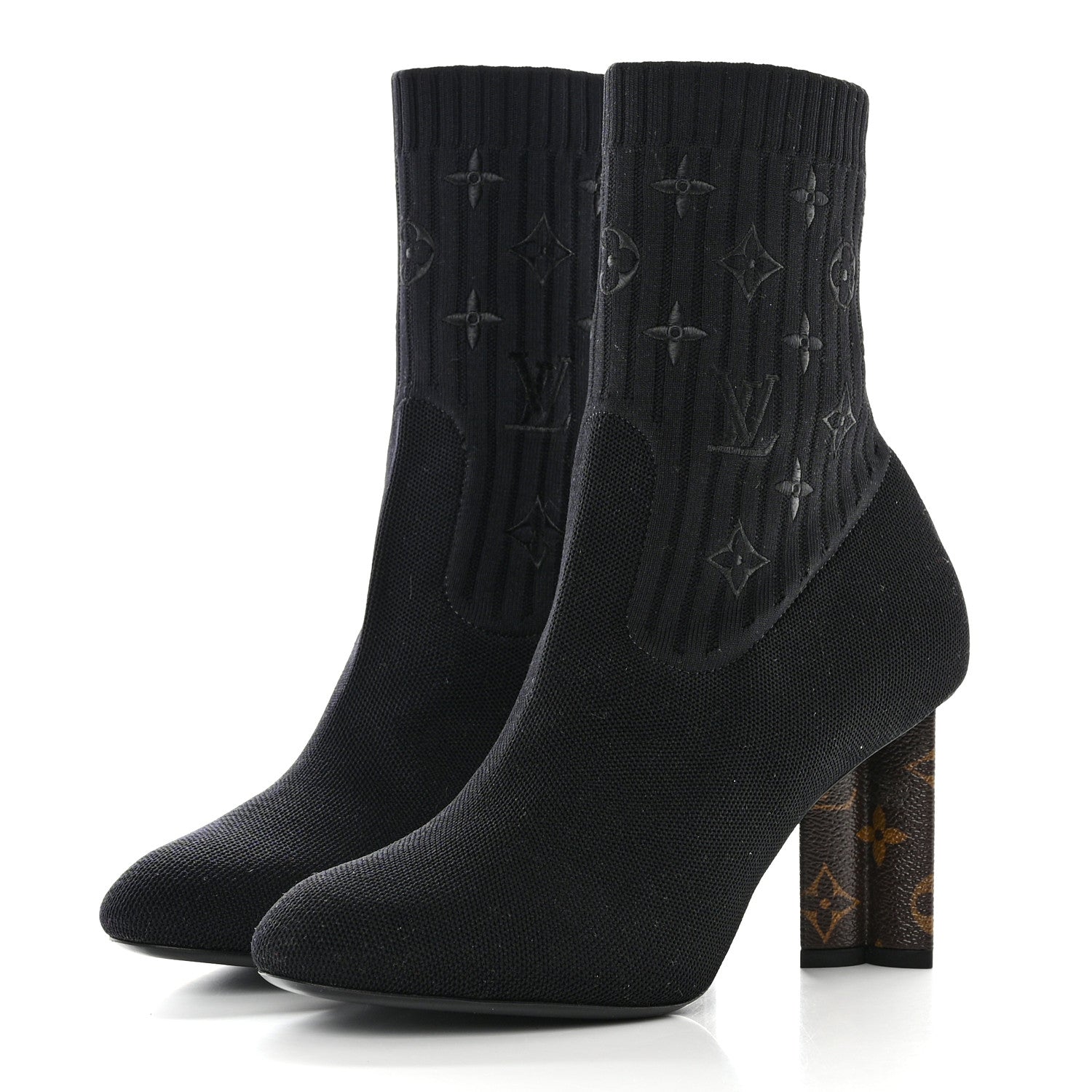 Louis Vuitton Monogram Stretch Fabric Silhouette Ankle Boots 40.5 Black 3 of 8