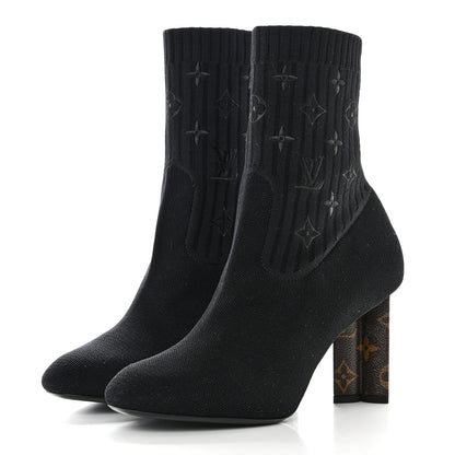 Louis Vuitton Monogram Stretch Fabric Silhouette Ankle Boots 40.5 Black 3 of 8