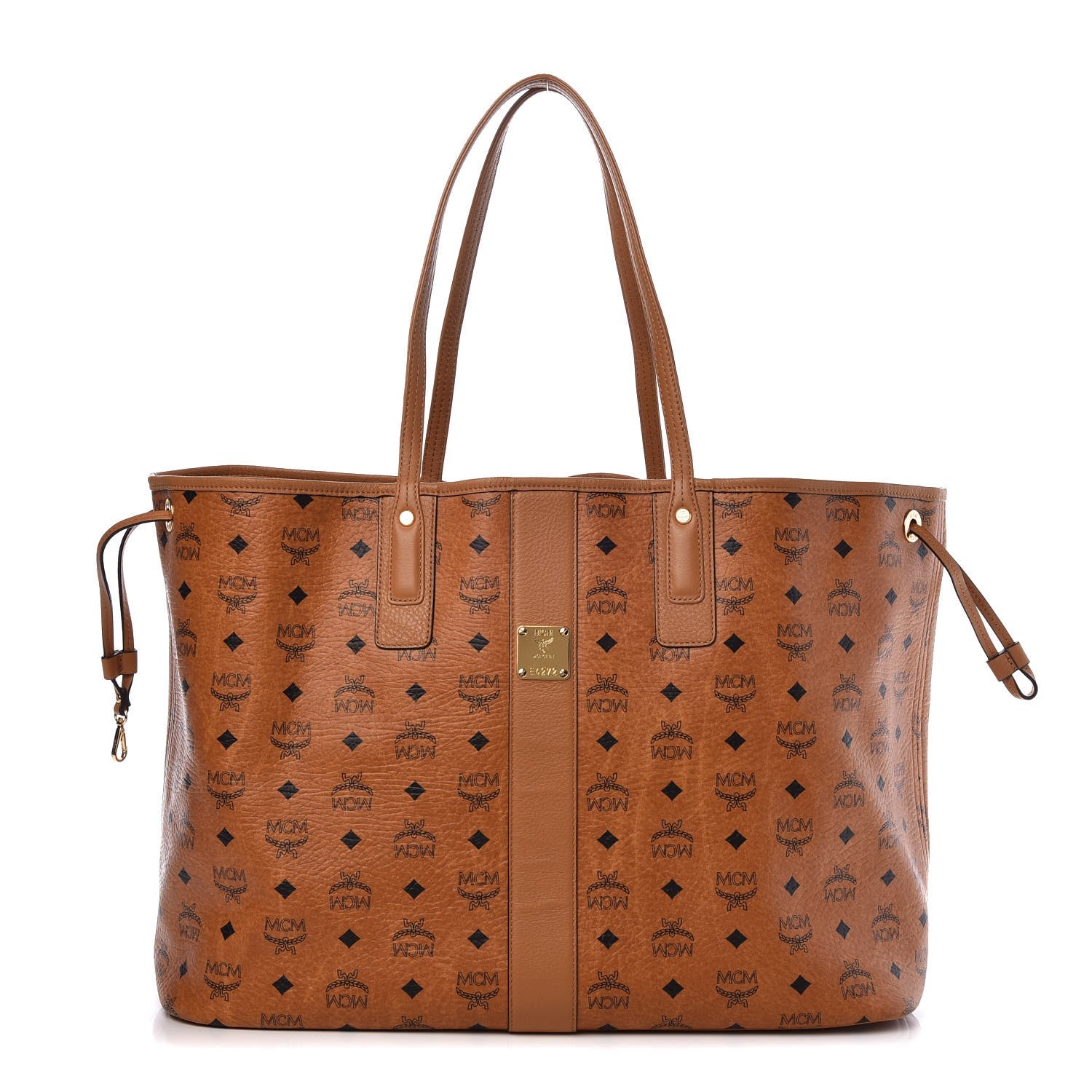 MCM Visetos Large Liz Reversible Shopper Tote Cognac 1 of 9