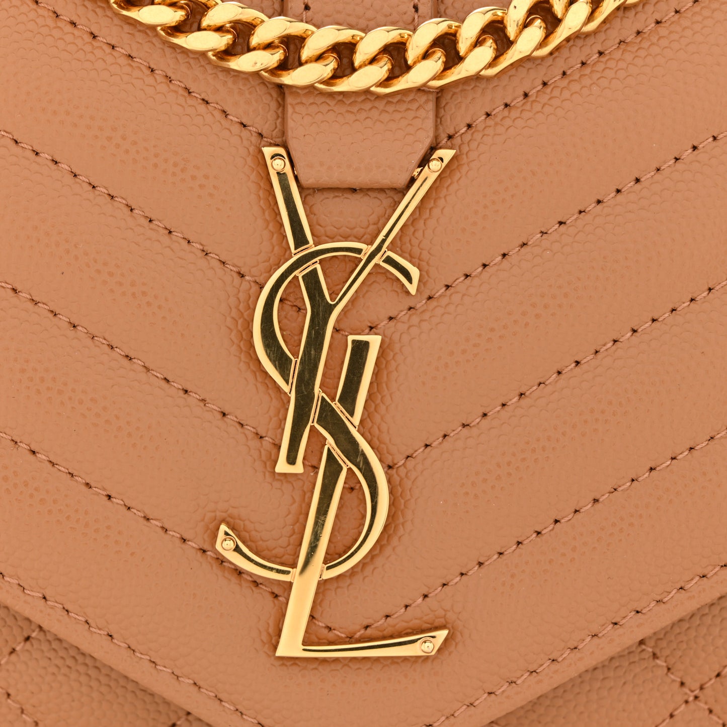 Grain De Poudre Mixed Matelasse Triquilt Monogram Chain Wallet Dune