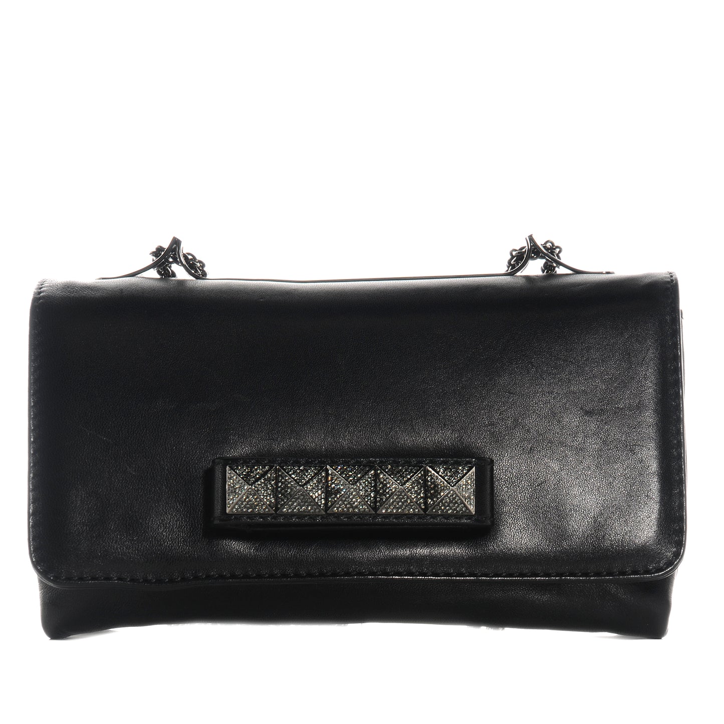 Nappa Crystal Encrusted Studs Va Va Voom Shoulder Bag Black