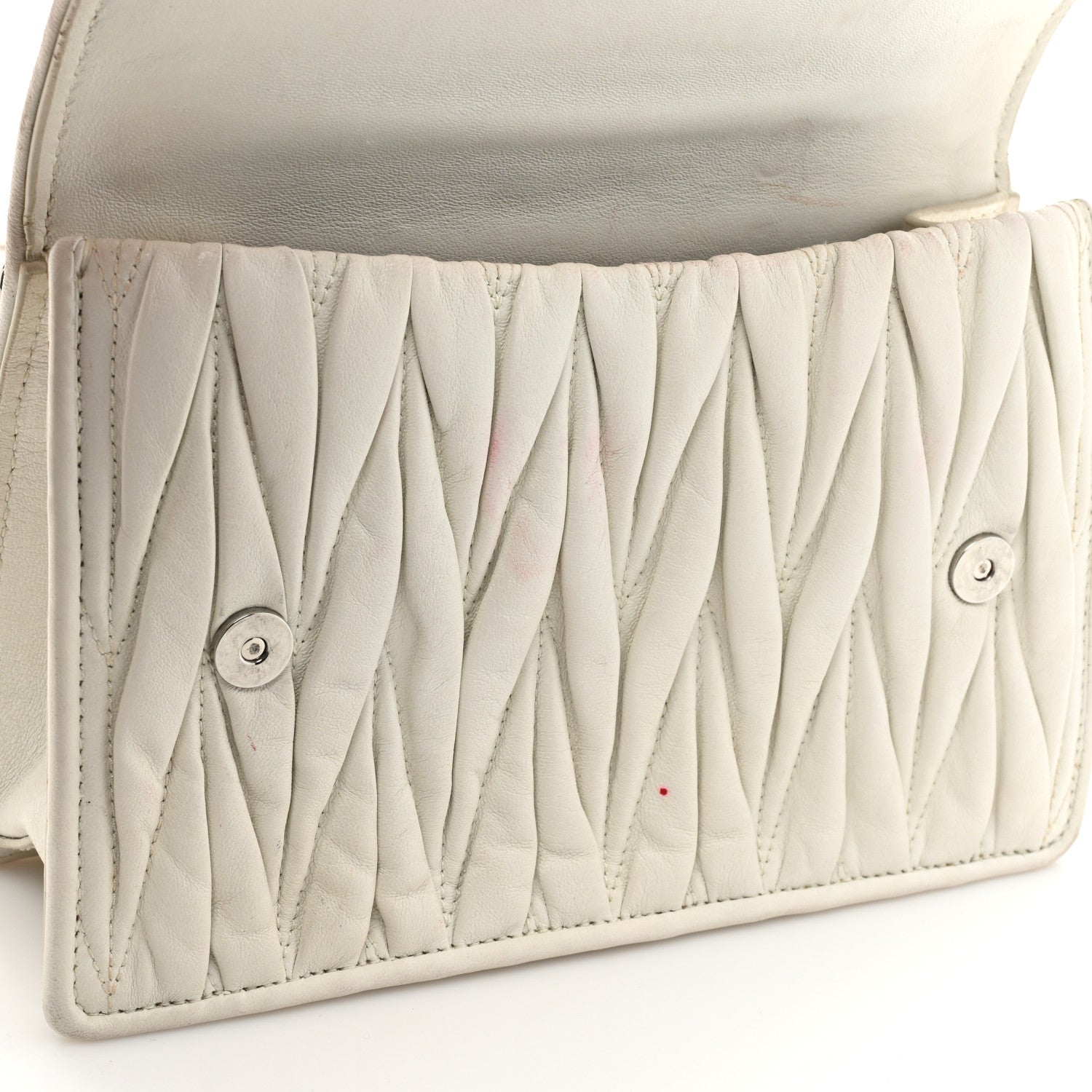 Miu Miu Nappa Matelasse Crystal Embellished Lady Shoulder Bag White 12 of 19