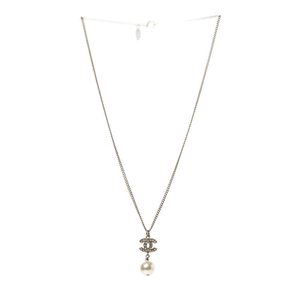 Chanel Crystal CC Pearl Drop Necklace Gold 4 of 5