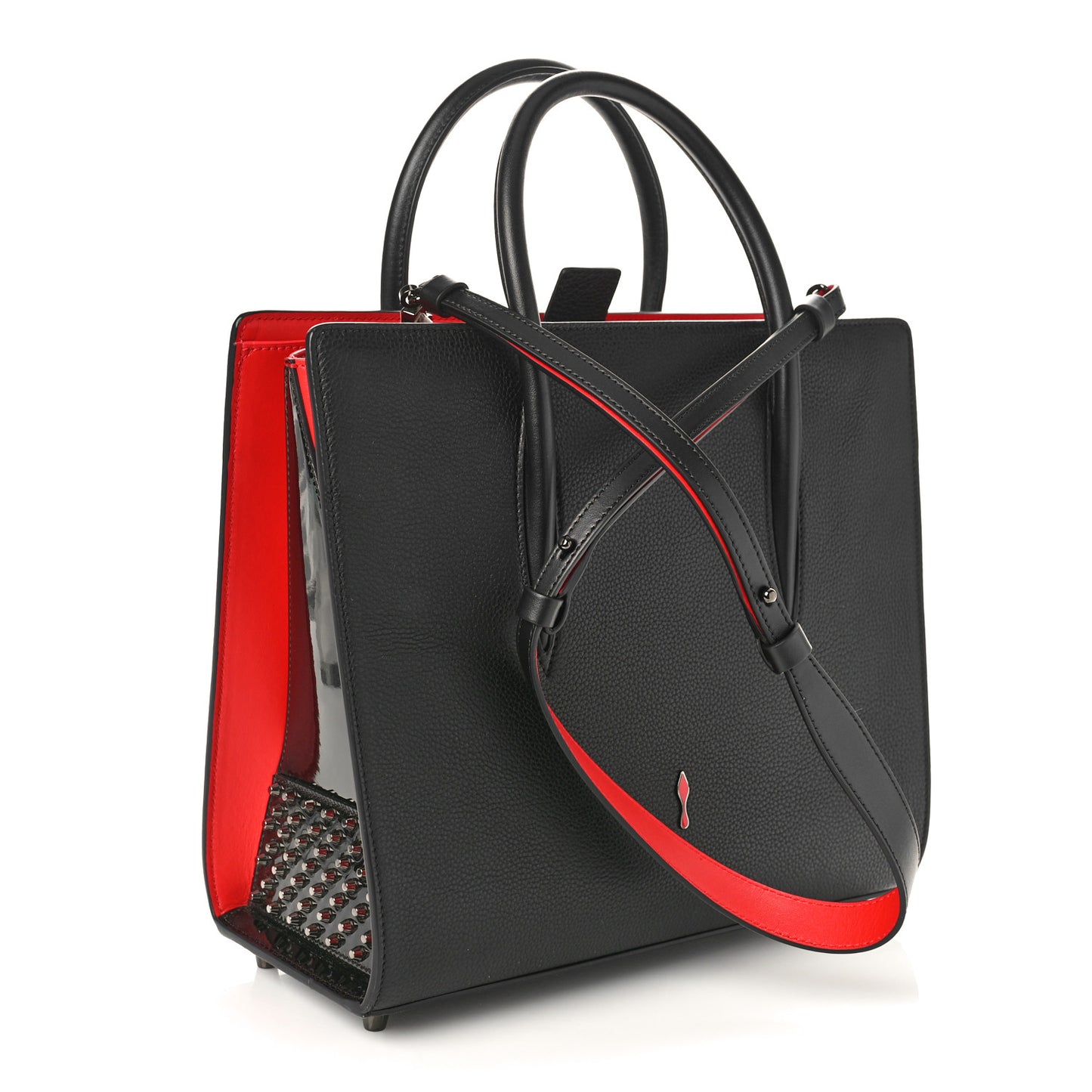 Calfskin Empire Patent Studded Medium Paloma Black