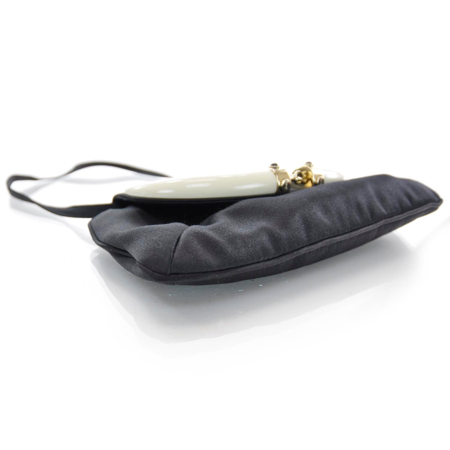Saint Laurent Satin Horn Evening Bag Black 4 of 7