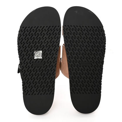 Hermes Suede Goatskin Womens Chypre Sandals 41 Rose Perle Black 5 of 10