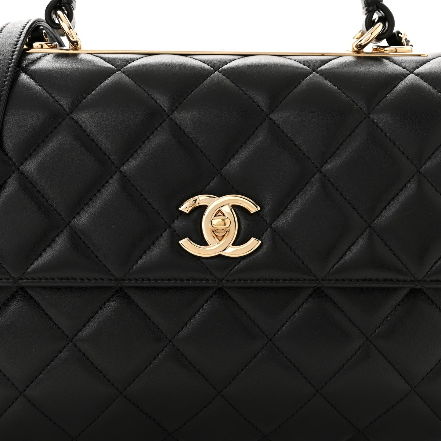 Lambskin Quilted Medium Trendy CC Flap Dual Handle Bag Black