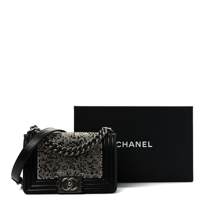 Chanel Calfskin Crystal Studded Small Studded Boy Flap Black 12 of 12