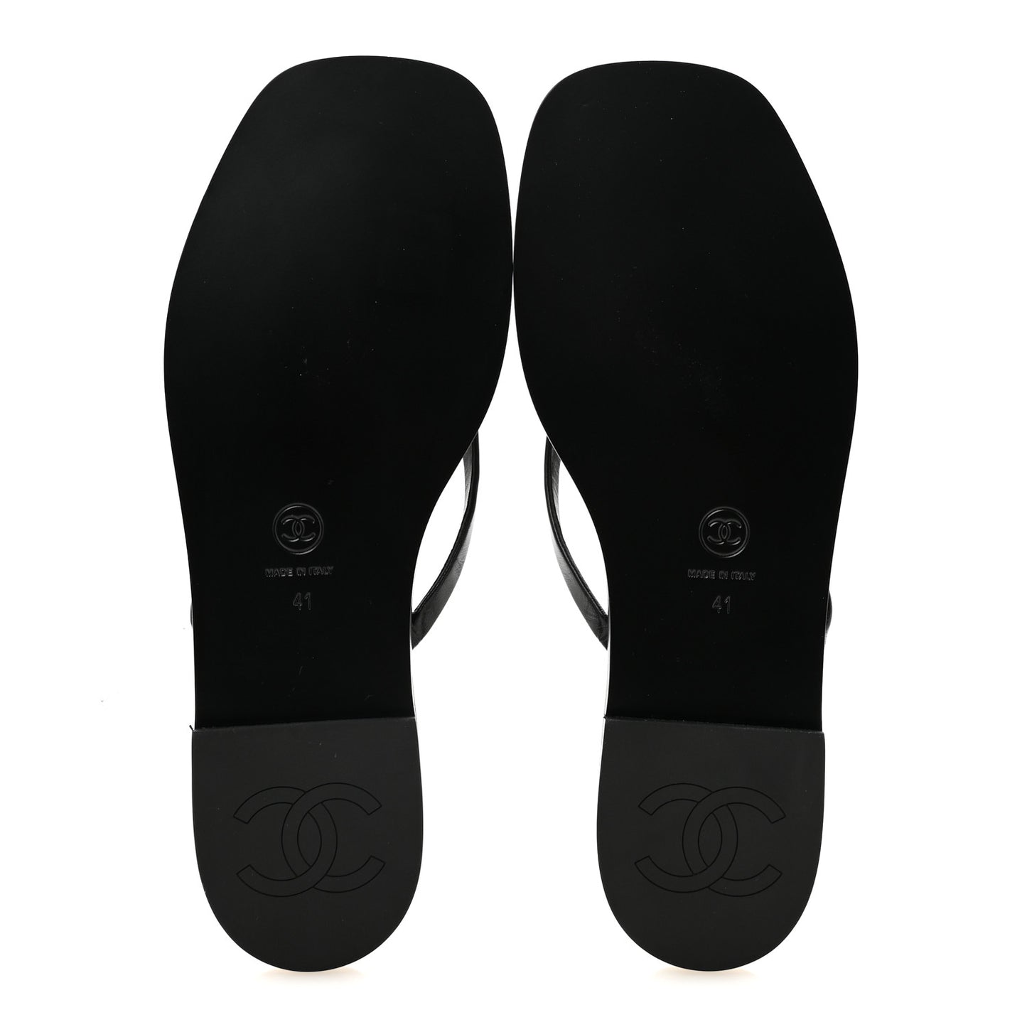 Goatskin CC Times Square Thong Sandals 41 Black