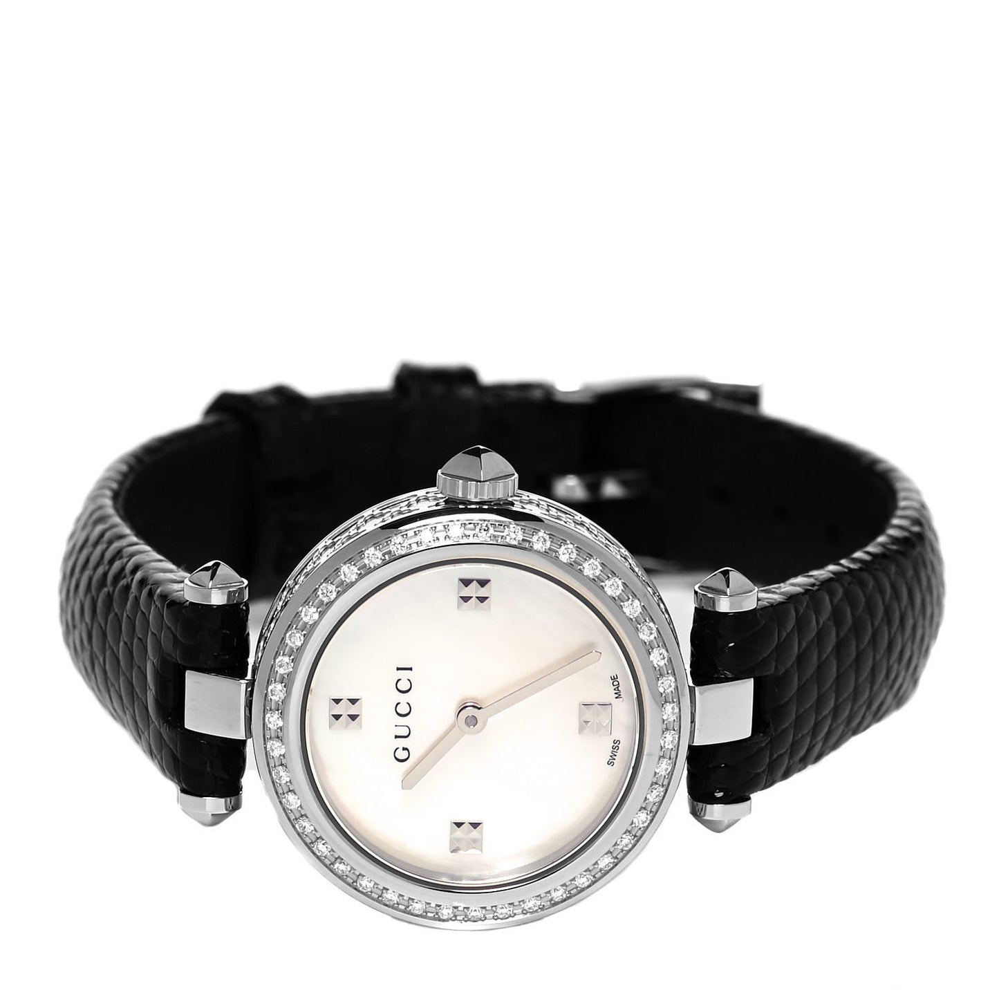Stainless Steel Lizard Diamond Bezel Mother of Pearl 27mm Diamantissima Quartz Watch