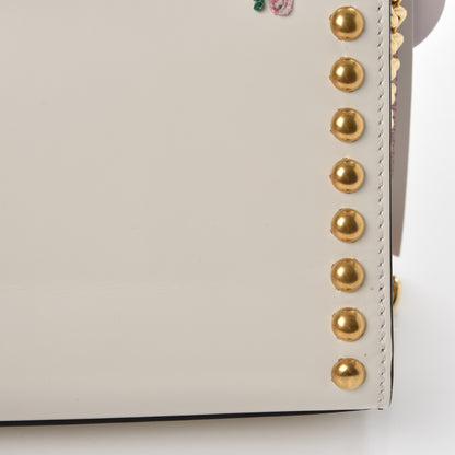 Gucci Calfskin Floral Embroidered Small Padlock Shoulder Bag White 9 of 18